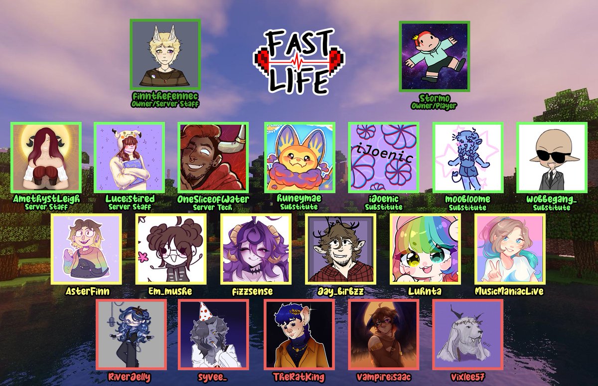 Our entire roster! You can catch any one of your favorite creators RIGHT NOW*, check out our website to find links to everybody!

Tune in to find out who gets paired with who! Will each pair be the perfect fit? One way to find out!
fastlife.carrd.co
#fastlifesmp #traffictwt