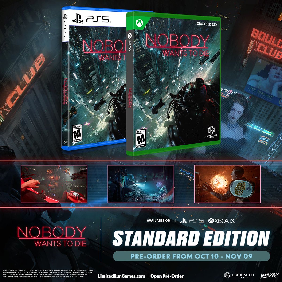 Limited Run Games (@limitedrungames) on Twitter photo Cyberpunk meets murder mystery in Nobody Wants to Die. 🕵️
Don't miss out this one of a kind physical release, pre-order now for PlayStation 5 and Xbox Series X. Cyberpunk meets murder mystery in Nobody Wants to Die. 🕵️
Don't miss out this one of a kind physical release, pre-order now for PlayStation 5 and Xbox Series X.
