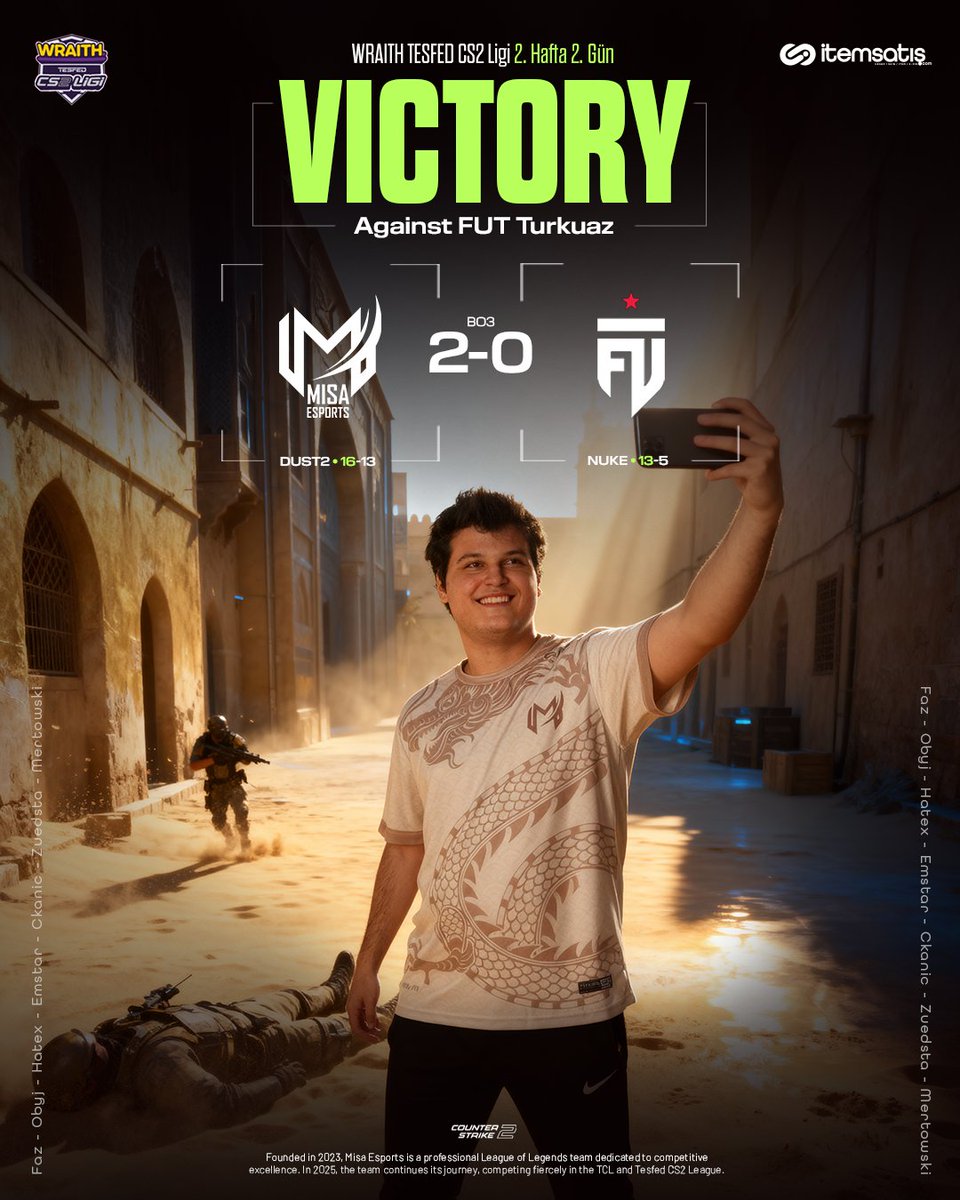 Ckanic’in elinden liderlik selfiesi! 🤳

TESFED CS2 Ligi 2. hafta mücadelesinde <a href="/FUTesportsgg/">FUT Esports</a> karşısında etkileyici bir performans sergileyerek seriyi kazanıyoruz ve liderlik koltuğuna yerleşiyoruz! 🔥

Harikasınız takım, böyle devam! 👏