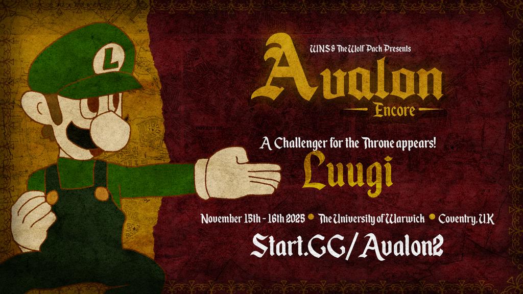 Ranked 25th in the world, Luugi plunges into battle!???

Sign up to Avalon: Encore today!

- 15-16th November 
- 256 Cap Singles 
- 48 Cap Doubles &amp; Rivals of Aether 2 
- Top European Talent
- £3,000 Max. Prize Pot

⬇️Registration closes 2nd November - 163 attendees and counting!