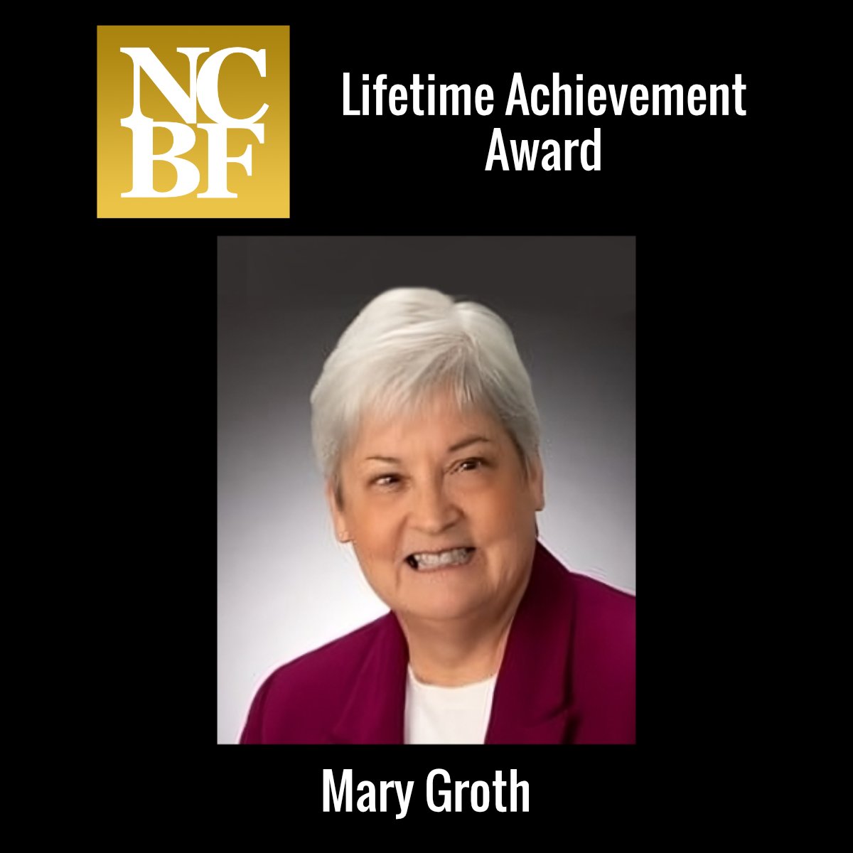 NCBFBoard's tweet photo. As the inaugural recipient of the National Conference of Bar Foundations (NCBF) Lifetime Achievement Award, Mary Groth’s four-decade career has bridged justice gaps leaving an indelible mark on Ohio’s legal landscape and beyond. Read her story here: https://t.co/pNGEjQCmH7 https://t.co/Yx67MC08Bz