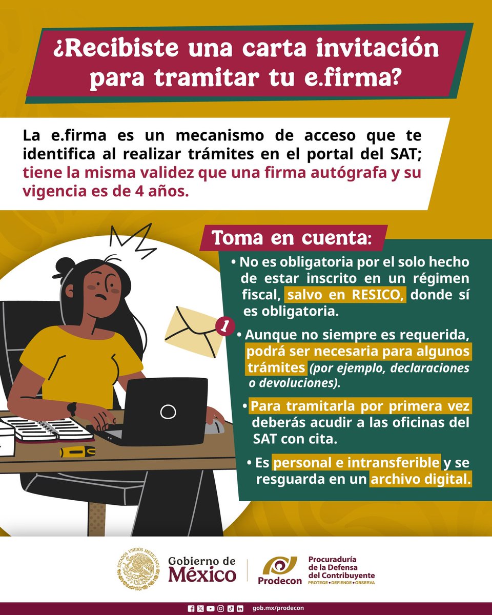¿Tienes dudas para generar o renovar tu e.firma? 

En <a href="/ProdeconMexico/">PRODECON México</a> Jalisco te orienta gratuitamente.​

<a href="/Gilardino400/">Gilberto Camacho Botello</a> 
<a href="/AyalaO_Berenice/">Berenice Ayala</a>