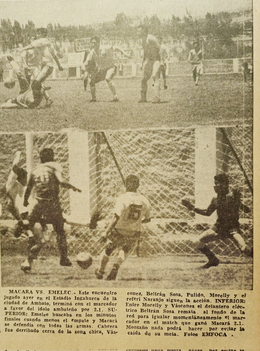 Octubre 1968, Macará enfrentó a Emelec en estadio Ingahurco de Ambato por torneo nacional #HistoriaCampeonatosEcuatorianos