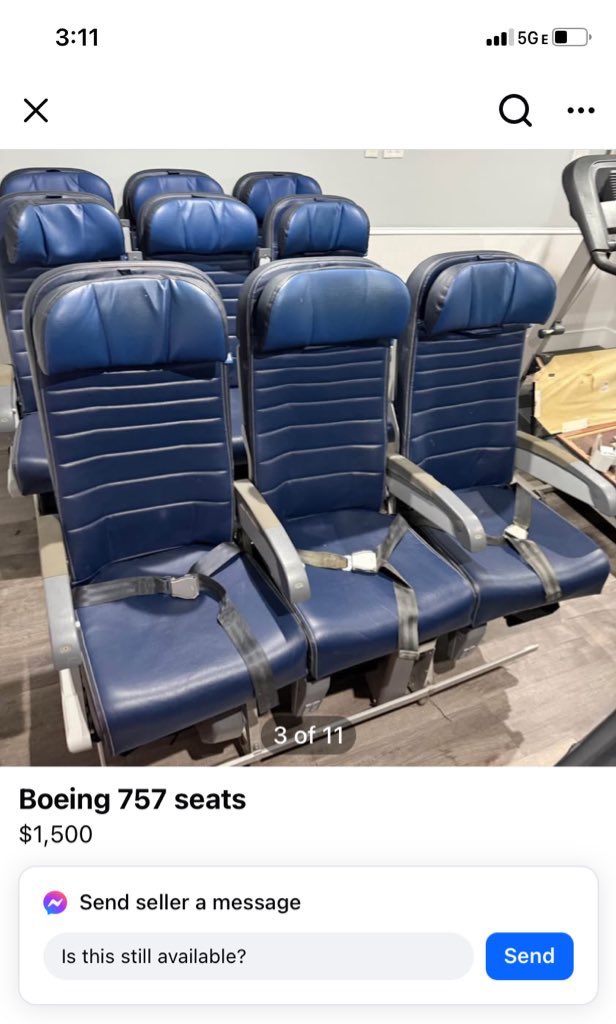 yesnosuremaybe's tweet photo. You come over and instead of a couch I have 3 rows of Boeing 757 seats https://t.co/Ista9OmwXl