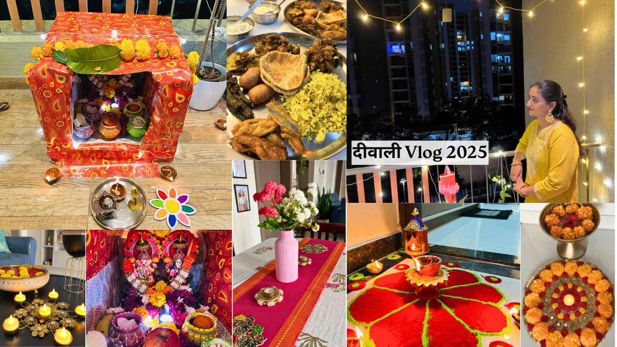 rashmichapter's tweet photo. 🪔✨ “Diwali ka tyohar hamare ghar mein khushiyon aur roshni se jagmagata hai! Ghar ko sajaya, diyas aur lights lagayi, aur traditional recipes bhi bnaya. Posted our  Diwali vlog 2025  on Youtube-full of warmth, happiness, and unforgettable memories🎇💛 
https://t.co/XEJBwQA2HN https://t.co/rT5sAtshyy