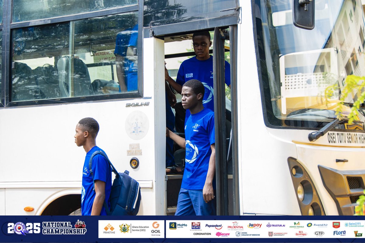 NSMQGhana's tweet photo. From the “Vacus” land of possibilities, they are optimistic about their coming.

Osei Tutu SHS walks into camp.

#NSMQ2025 #NSMQOneEighth #Primetime https://t.co/7QIUoAcZP6