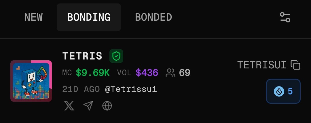 NFT_nosleepgang's tweet photo. Only one in Bonding on @blastdotfun 👀

Time to bond this gem 💎 

What yall say?? 👀 

@Tetrissui 

0xe42d68cd011a7605fd2fead09fccac7563c1bfa761aa8b0b65297a8830da4f68::tetrisui::TETRISUI https://t.co/glEMlNXWOF