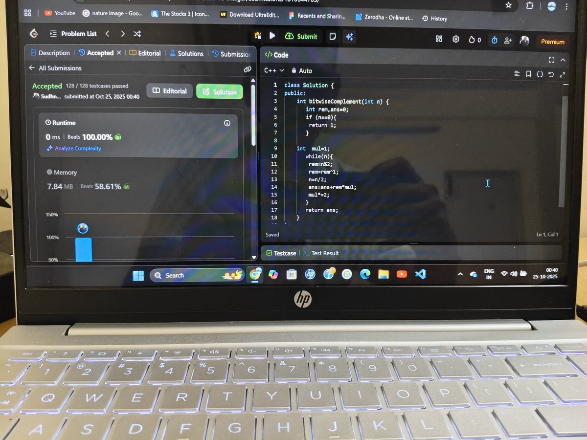 Sudhans74033164's tweet image. Day 14/90 ✅
Solved 3 problems on @LeetCode today 💻
• Power of 2 
• Palindrome Number 
• Number Complement 
Logic, bit manipulation & number tricks — everything in one day!
#90DaysOfDSA #CPP #LeetCode #CodingJourney
