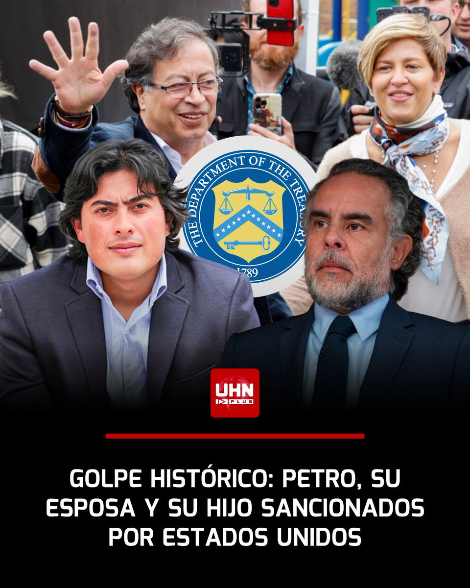 🇺🇸🇨🇴‼️ | ÚLTIMA HORA — El presidente Donald Trump incluyó a Gustavo Petro, su esposa Verónica Alcocer, su hijo Nicolás Petro y al ministro Armando Benedetti en la lista OFAC, también conocida como la lista Clinton.

La medida implica bloqueo de bienes, congelamiento de cuentas y
