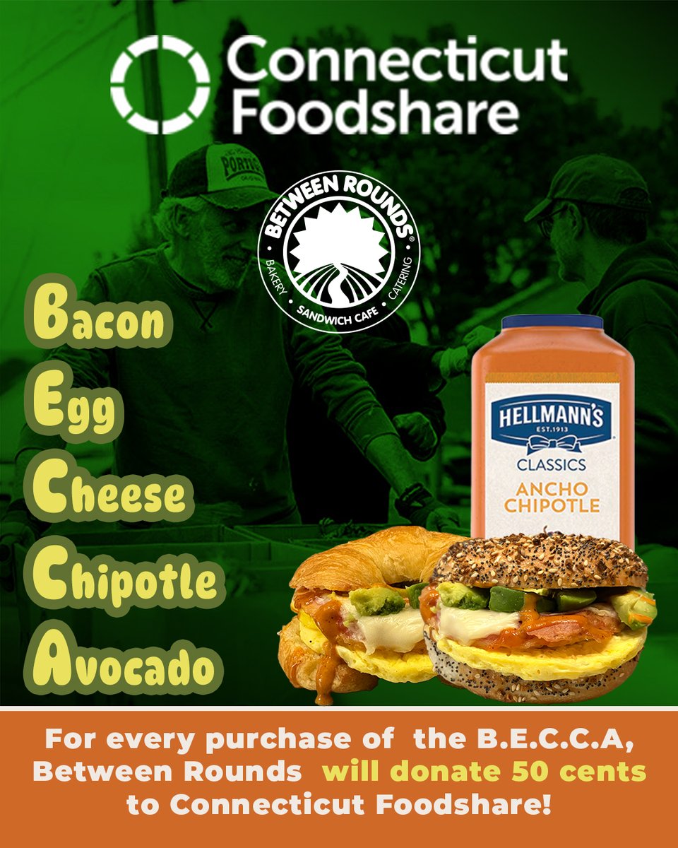 BetweenRoundsUS's tweet image. We're joining forces with Connecticut Foodshare to fight food insecurity. Between Rounds is donating 50 cents from each BECCA sandwich sold to @CTFoodshare to help support local families in need. We hope you enjoy our new sandwich creation &amp;amp; thank you for your support!