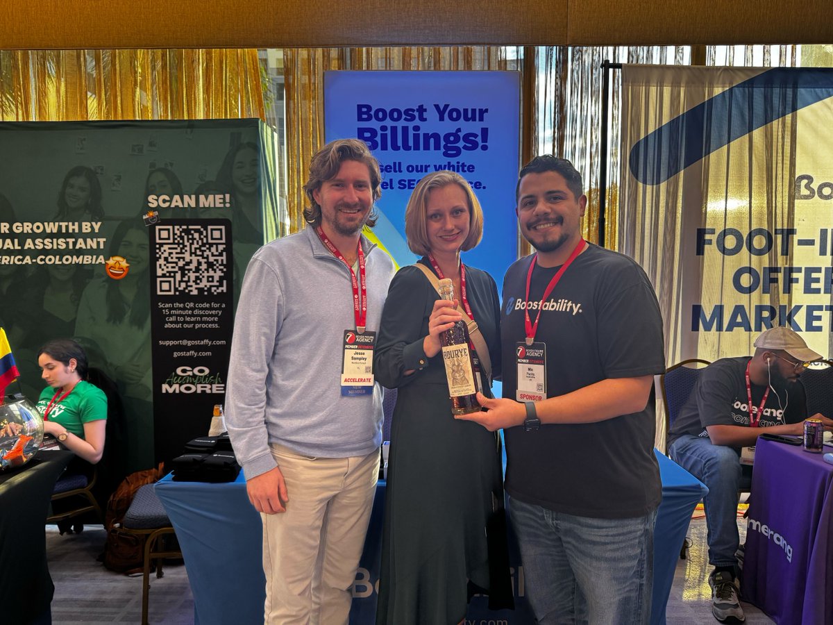 Boostability's tweet image. We had a great time sponsoring the Seven Figure Agency event and connecting with agency owners!
Congrats to our giveaway winners Jesse and Alieta Sampley who won a bottle of High West Bourye whiskey.

#SevenFigureAgency #Boostability #AgencyGrowth #Networking