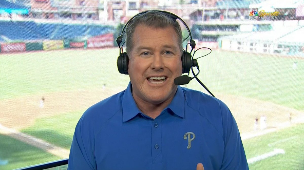 SteveJonesPSU's tweet photo. Greg Murphy, Phillies Radio Network, joined the Steve Jones Show Friday. He thinks the best two teams in baseball already played, but there's a lot to watch in the Dodgers-Blue Jays match up. Listen here https://t.co/nZSW6JhHLS... https://t.co/M3uqtVwKcK
