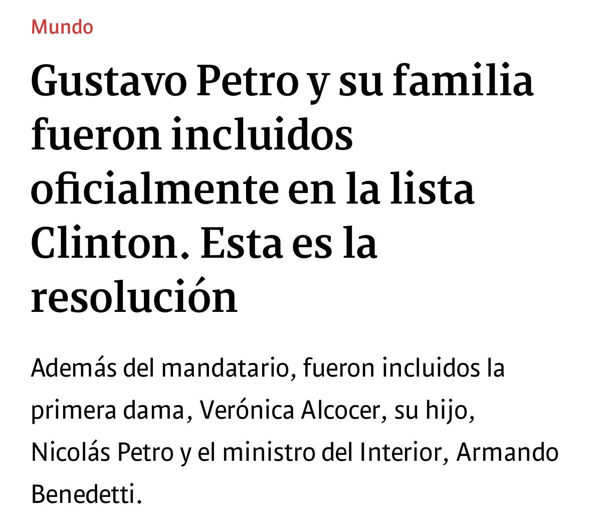 🇨🇴 ¡Qué vergüenza! Petro, su esposa y Benedetti en la Lista Clinton.
El mismo que hablaba de “cambio” terminó hundido en el barro de la corrupción.

La farsa se acabó: Colombia no merece un presidente señalado por Estados Unidos.
 #VergüenzaNacional