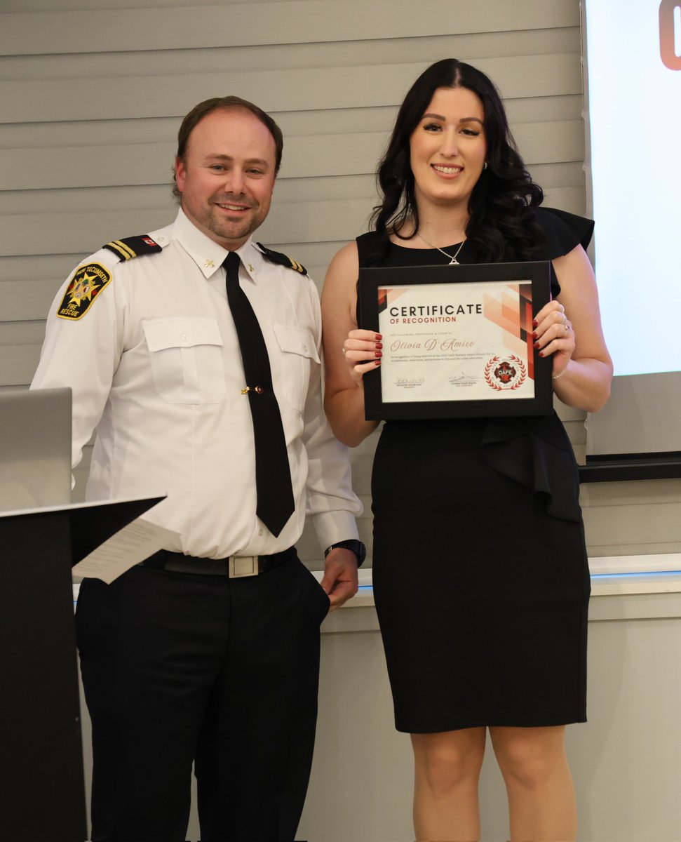 Olivia Amico recipient of the 2025 OAFE Bursary! 

Her passion for fire safety education and community impact is inspiring. Here’s to the next generation of leaders lighting the way across Ontario. 

#OAFE2025 #FireSafetyFuture #BursaryWinner  #InspiringChange
