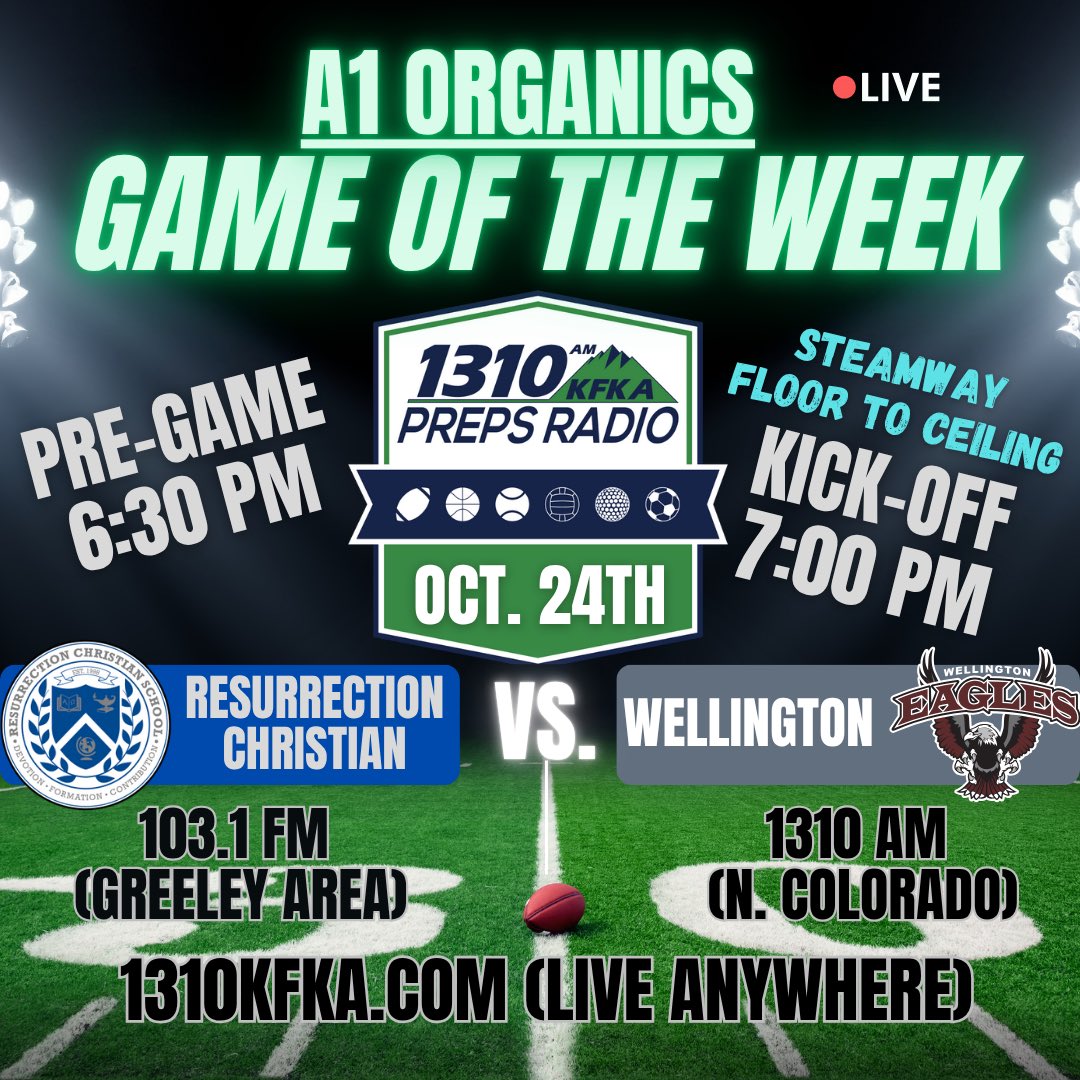 We are back at it this week with <a href="/Athletics_RCHS/">RCHS Athletics</a> and Wellington! <a href="/KCCAJohnson4/">Kyle Johnson</a> and <a href="/BeyondsportsBD/">Bruce Dick</a> on the call tonight! #copreps