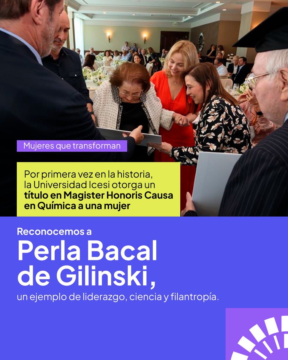 icesi's tweet photo. En la @icesi celebramos a las mujeres que inspiran, lideran y transforman 🚀.

Hoy rendimos homenaje a Perla Bacal de Gilinski, química, empresaria y filántropa, quien recibió el título de Magíster Honoris Causa en Química, convirtiéndose en la primera mujer en la historia de Icesi en recibir esta distinción.