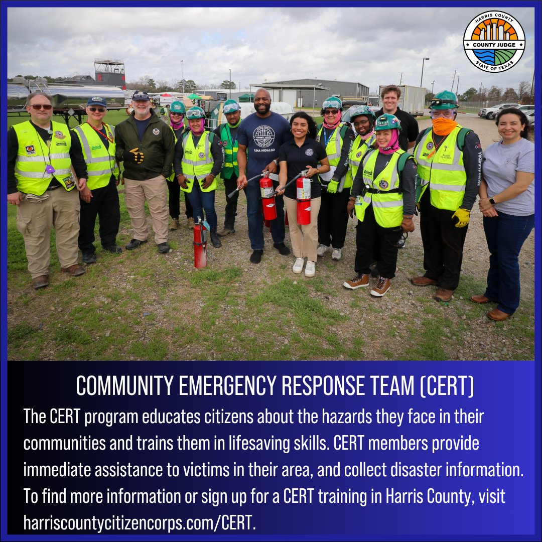 The Community Emergency Response Team (CERT) program educates volunteers about disaster preparedness for the hazards that may occur where they live. During emergencies, CERT volunteers will step up to help provide support in their communities. Help keep our community safe and