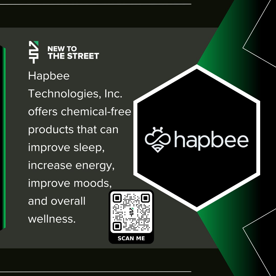 NewToTheStreet's tweet image. Hapbee Technologies, Inc. Delivers Chemical-Free Wellness Innovation! 🌿✨
@BeHapbee Technologies offers chemical-free products designed to help users sleep better, boost energy, enhance mood, and elevate overall wellness, all through groundbreaking wearable technology.…