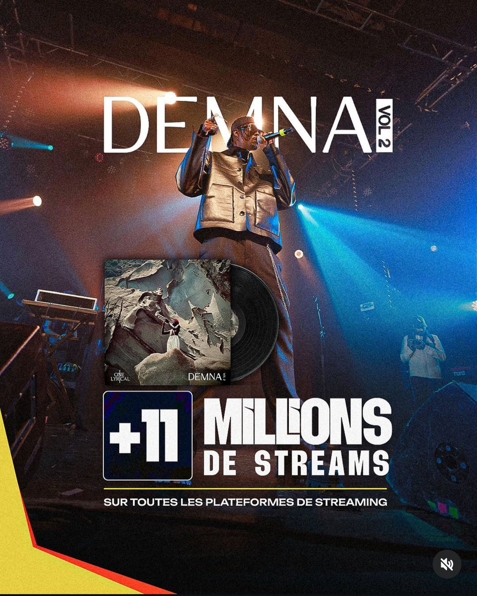 Demna Vol.2
Grâce à vous, l’album a franchi plus de 11 millions de streams et se rapproche du disque d’or. @amc.africa 
Merci votre soutien me donne la force de me dépasser à chaque sortie.
Rien n’est acquis, tout se mérite. 
On continue à élever nos âmes, pas juste nos stats.