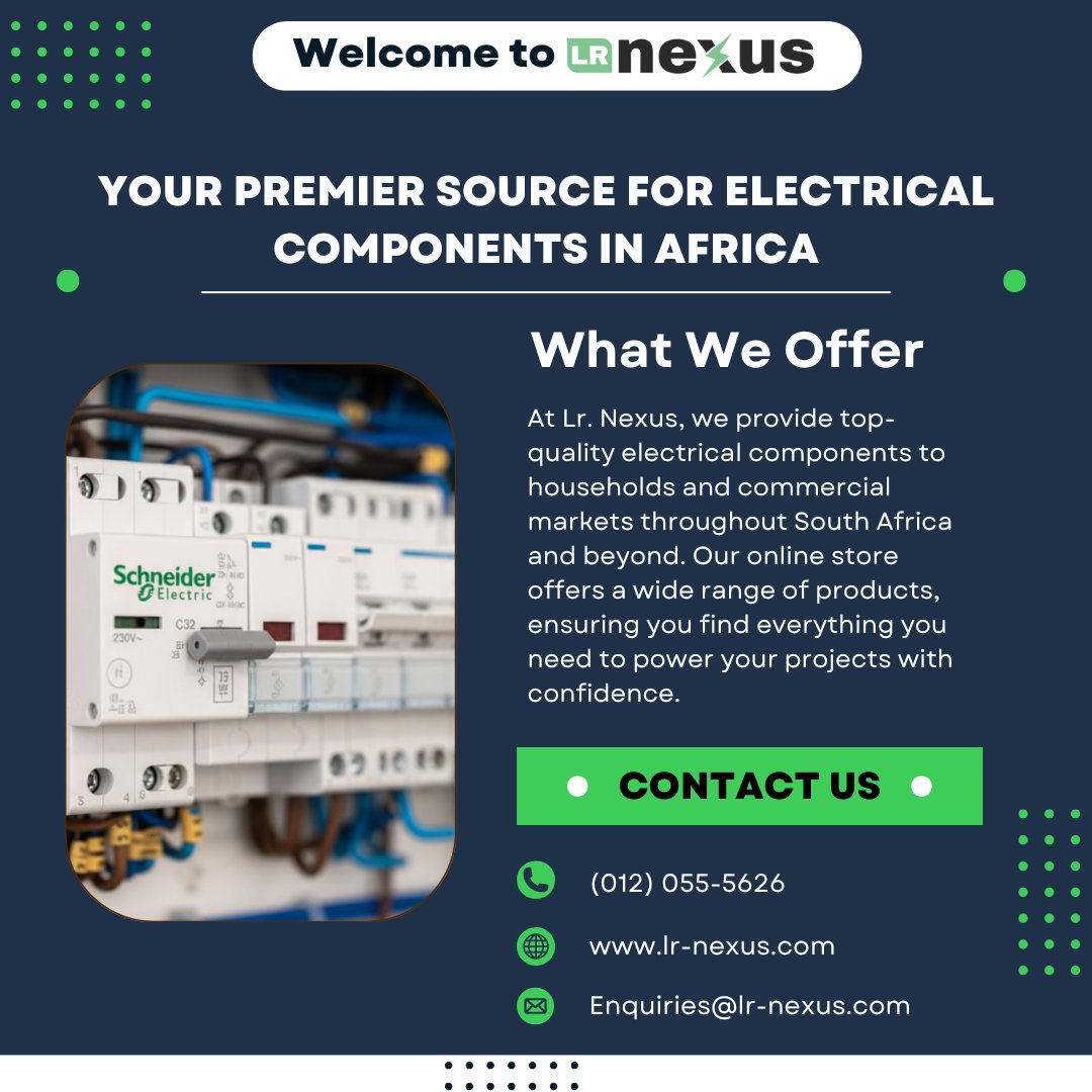 SthembiD's tweet photo. Behind every powerful system is a strong connection.
Thatโs where Lr. Nexus comes in.
Your go-to source for premium electrical parts across Southern Africa โก
#ElectricalExperts #LrNexus https://t.co/yiWGtarQzN
