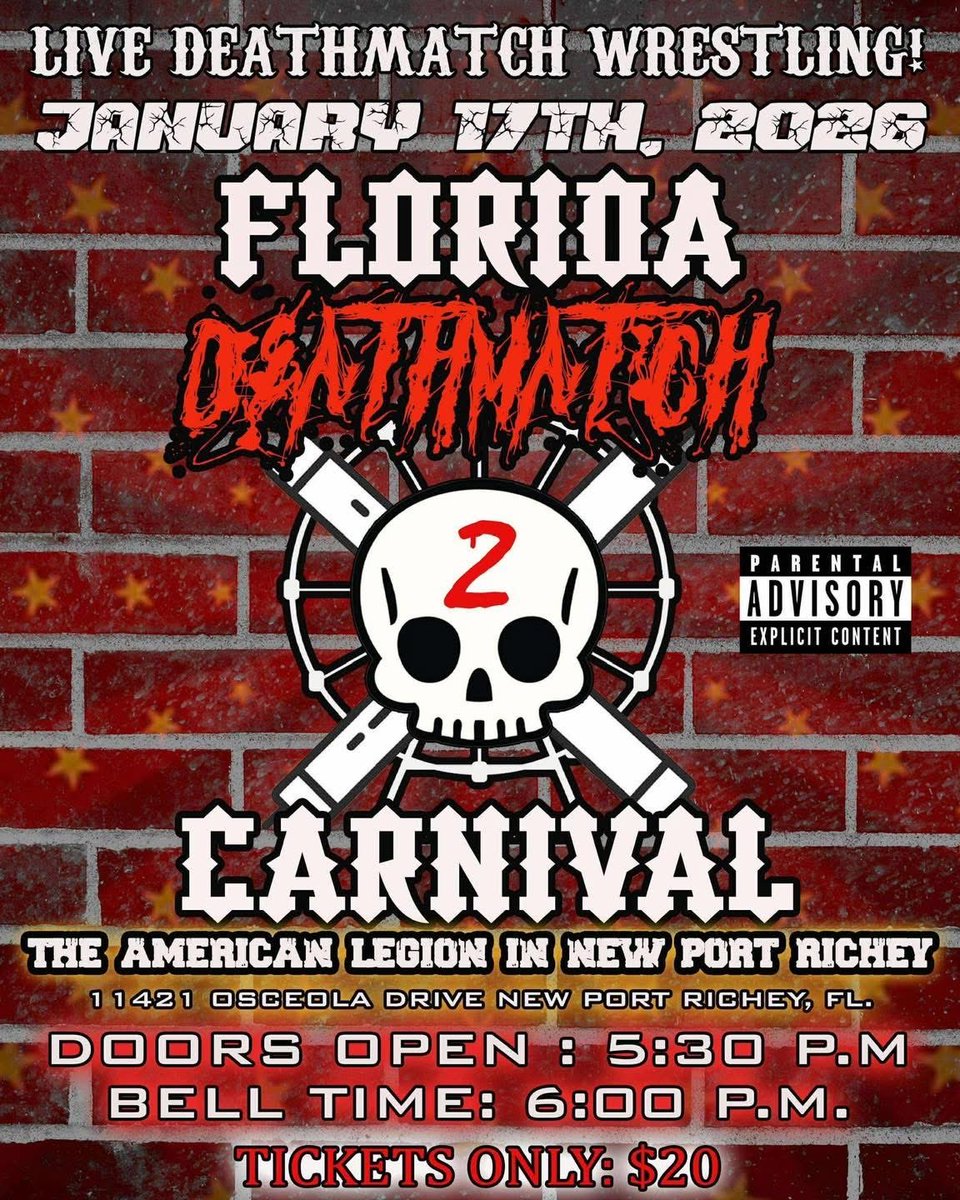 The moment that everyone has been waiting for….. Florida Deathmatch Carnival is back and bigger than ever!!!!! Tickets on sale now. Send us a DM to secure your ticket for the wackiest, craziest and most intense experience that the Florida Deathmatch Carnival can offer.