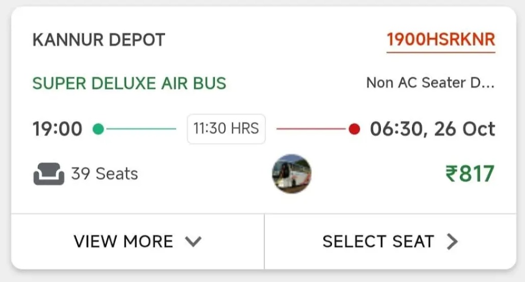 AlphaPapaUnifrm's tweet image. UPDATE: KSRTC Kannur-Hosur Super Deluxe Air Bus timings!
🚏🚍Departing Kannur: 7:00 PM
➡️Arriving Hosur: 6:20 AM
🚏🚍Departing Hosur: 7:00 PM
➡️Arriving Kannur: 6:30 AM
Book your tickets now! 
#KSRTC @transport_state
