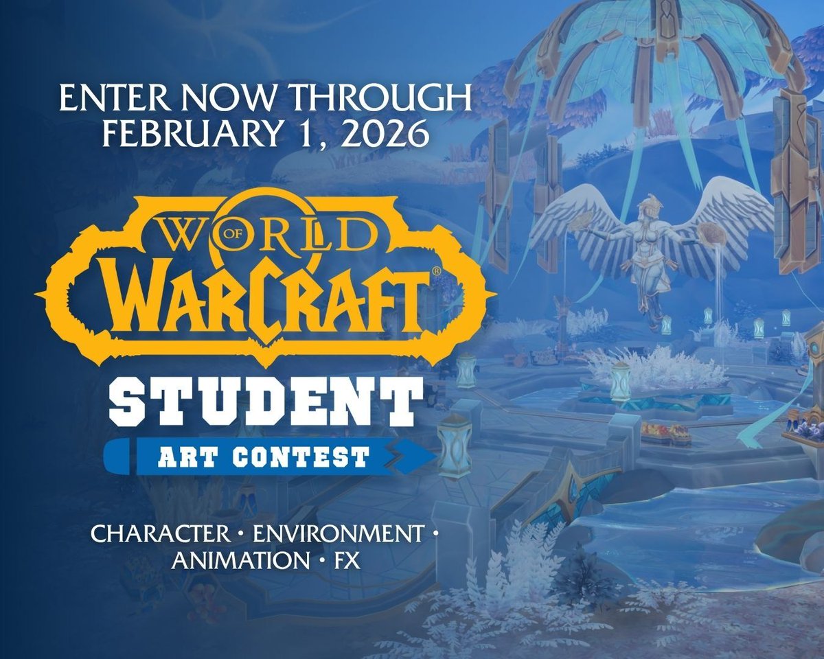 Blizzard_Ent's tweet image. The World of @Warcraft Student Art Contest is OPEN for submissions!✨🎨
Adventurers and artists, the time has come to channel your creativity and forge a masterpiece in the World of Warcraft art style! 
📜 Create something legendary and enter the contest here:…