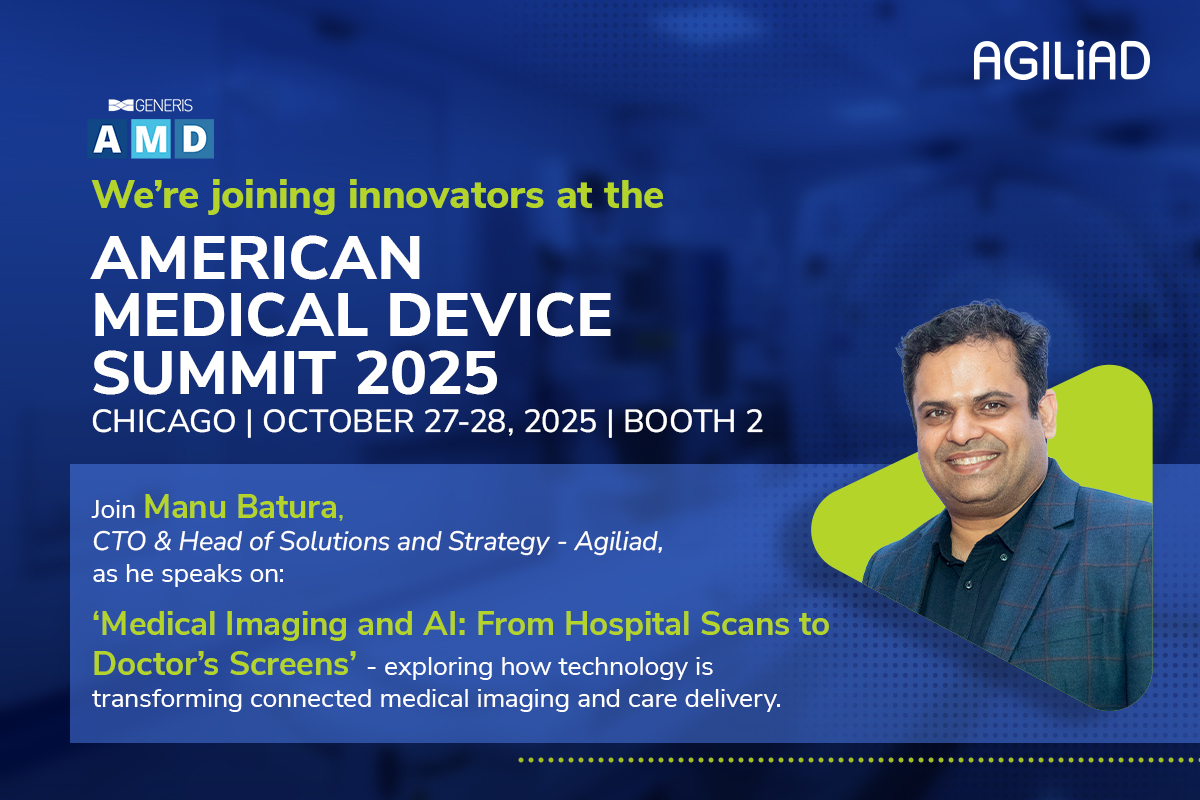 AGiLiAD's tweet photo. Excited to share that our CTO and Head of Solutions &amp; Strategy, Manu Batura, will be speaking at the American Medical Device Summit 2025!
Chicago | 27-28 Oct 2025 
Join him as he takes the stage to discuss 'Medical Imaging and AI: From Hospital Scans to Doctor’s Screens' #MedTech https://t.co/d1eLndFoFl