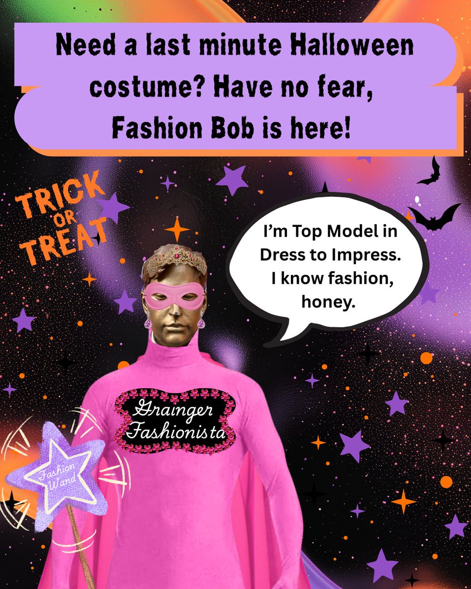 graingerlibrary's tweet image. Hey, Halloween enthusiasts! It&apos;s almost Halloween, which means it&apos;s time to pick out a cute costume if you haven&apos;t already. If you&apos;ve been too busy studying at Grainger to brainstorm, have no fear. Fashion Bob is here! 

Let us know your favorite Bob look below! 🍂