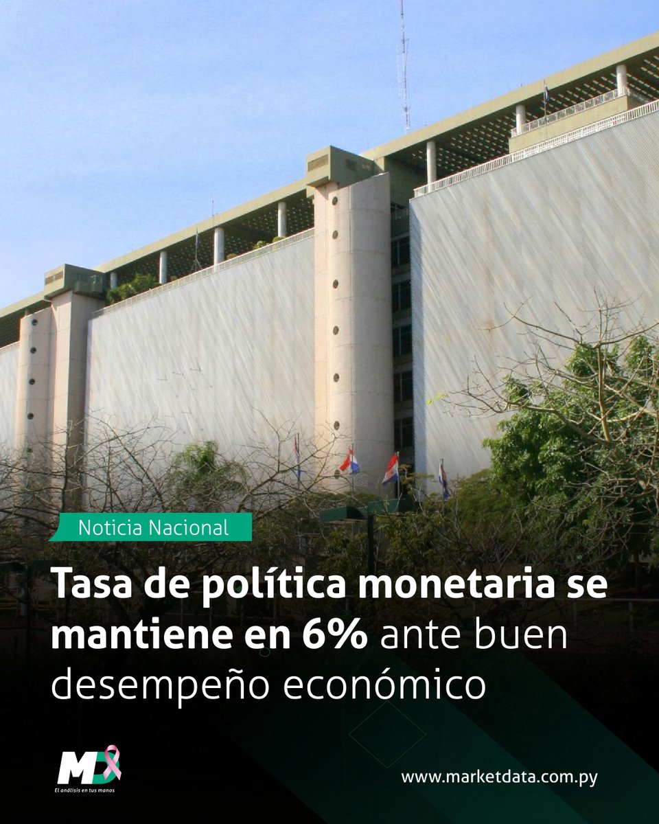 marketdata_py's tweet image. 📊💰 El Comité de Política Monetaria decidió mantener la tasa de interés de política monetaria en 6,0% anual, destacando el buen desempeño de la economía y la estabilidad de la inflación y la actividad económica.
📍 Leé más en n9.cl/4xsfo