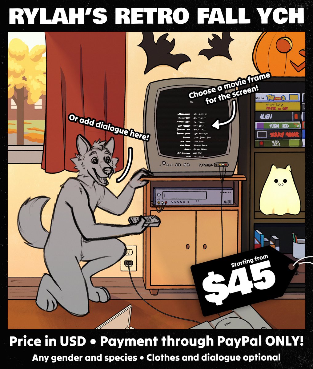 RETRO FALL YCH 📺🎃

DM for a sl0t • first few get finished before halloween

🔁 + 💜 appreciated &lt;3