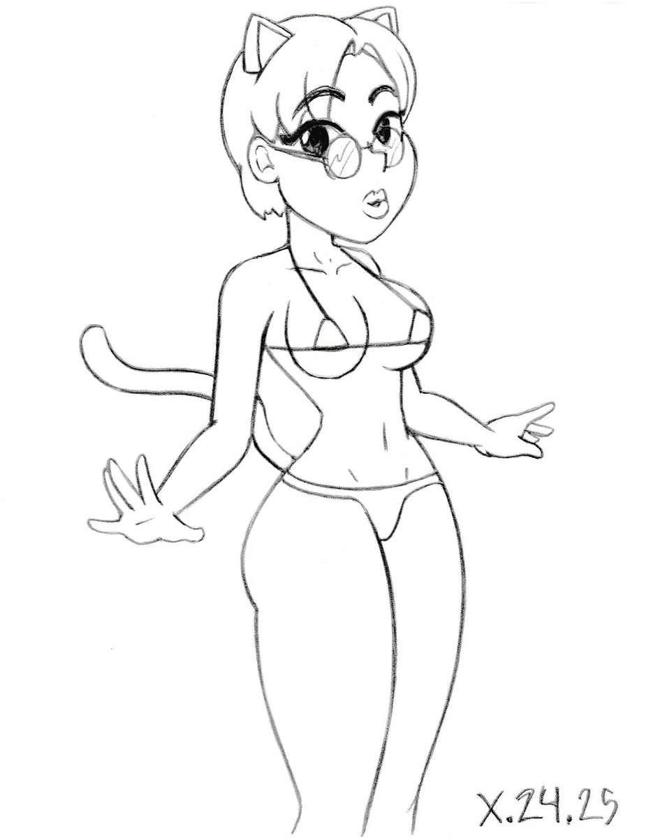 Sketchtober 2025 - 24

Noel from Hiryu no Ken Flying Dragon in a cat bikini