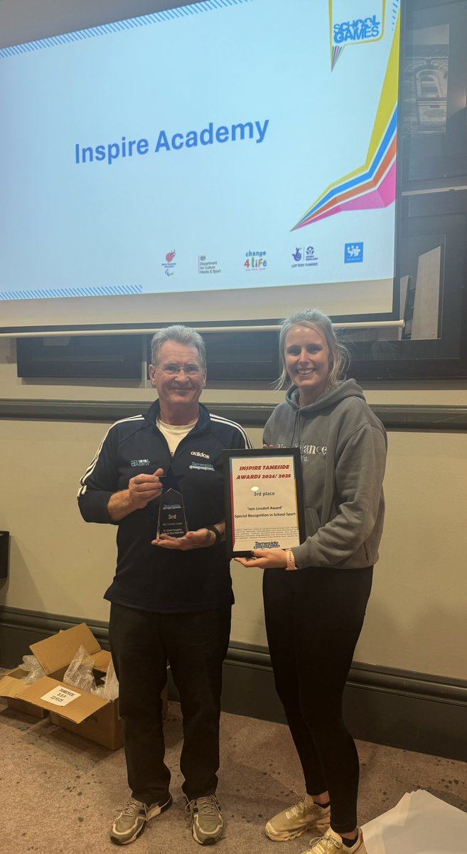 We held our Sports awards today to recognise the amazing schools we work with. Lots of <a href="/YourSchoolGames/">School Games</a> awards given out, Equal Access awards and Commitment awards. 

School of the year results: 
🏆 <a href="/GreensideSport/">Greenside Sport</a> &amp; <a href="/broadbentfoldpe/">PE at Broadbent Fold Primary School</a> 
🥈 Manchester Rd Primary
🥉 <a href="/inspire_pe/">Inspire PE</a>