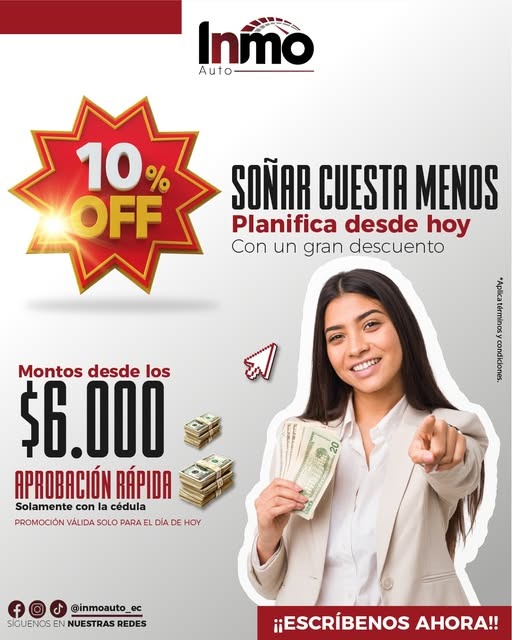 Inmoautoec's tweet image. ✨ ¡El momento de decidir es HOY!✨
Empieza tu planificación con una promoción que te impulsa a cumplir tus metas. 😎💯
Obtén planes flexibles desde $6.000. 🤩

⚠️Aplican condiciones y restricciones
#InmoAuto #AprobaciónRápida #PromociónDelDía #PlanificaHoy #InmoOportunidad