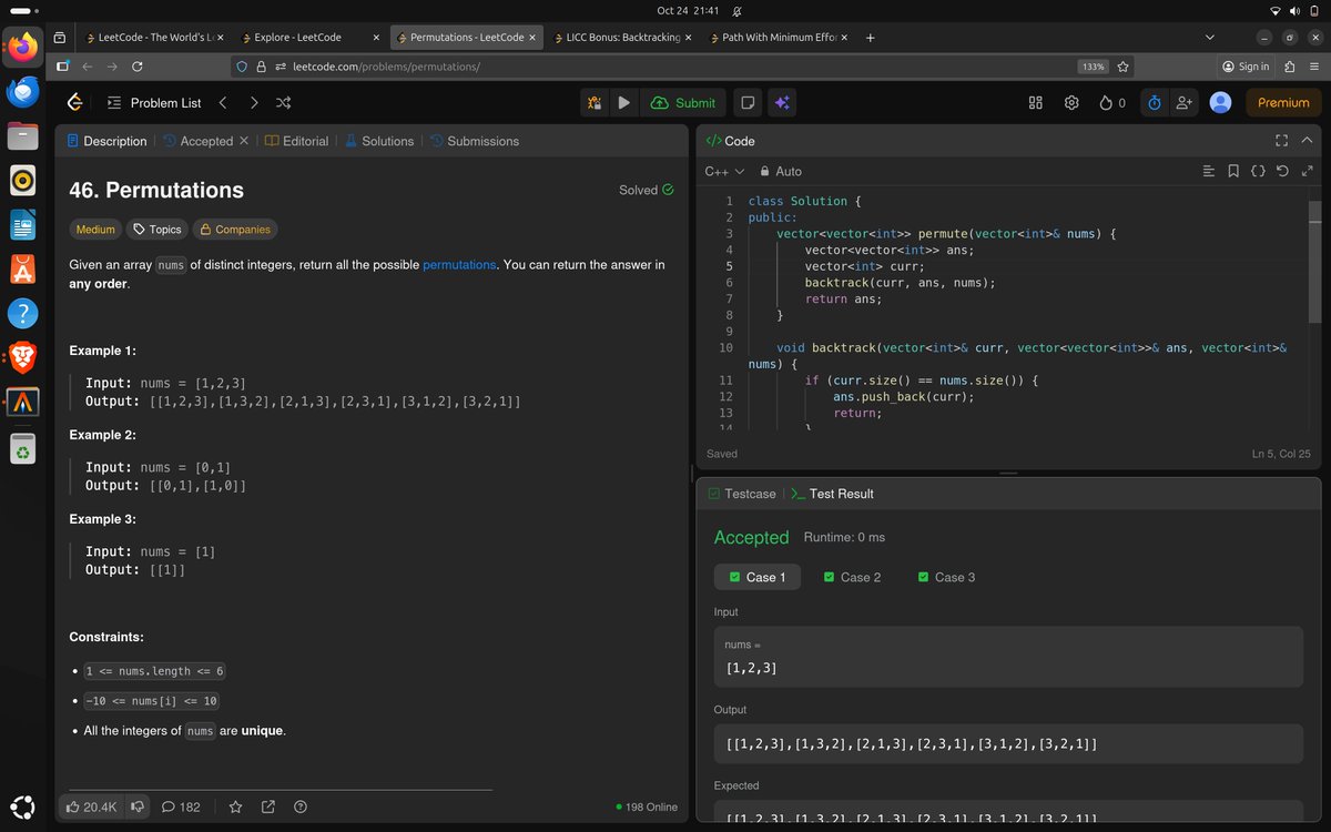 cCraftsman_'s tweet image. day 26; finally kick-started Backtracking, will push for more backtracking problems this weekend.
#100DaysOfCoding #DSA #LeetCode