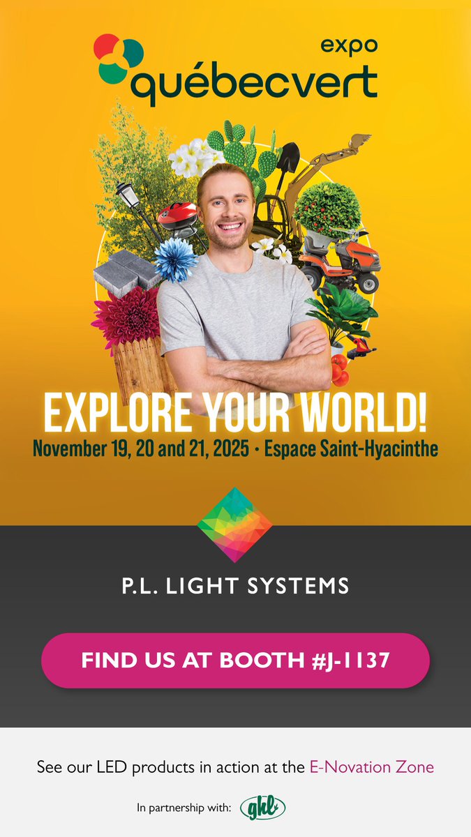 The <a href="/PLlight/">P.L. Light Systems</a> team is excited to exhibit at #QuébecVert Expo 2025. Stop by booth J-1137 to meet our team and check out the latest product offerings. We'll also be showcasing our #LED products in the E-Novation Zone in partnership with GHL.
#tradeshow #horticulture #events
