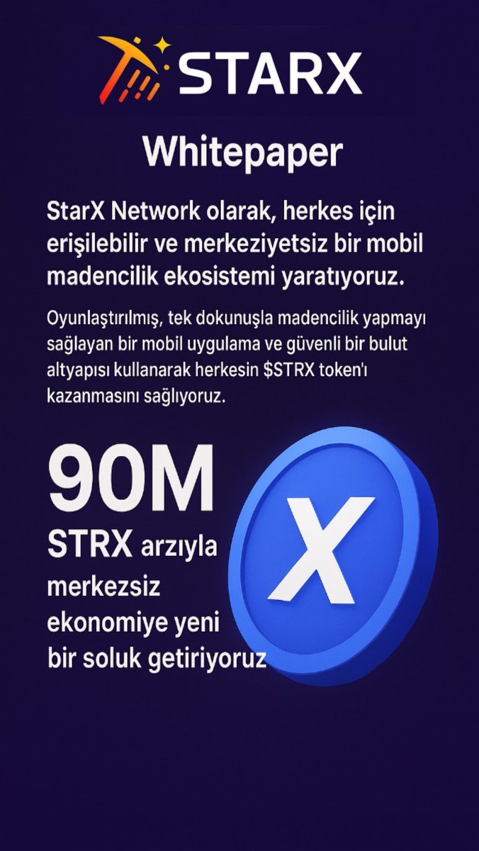 ferityagli's tweet image. 1/ StarX Network: Mobil Madenciliğin Yeni Çağı Başlıyor!
StarX, herkes için erişilebilir, oyunlaştırılmış ve merkeziyetsiz bir mobil madencilik ekosistemi sunuyor.
Tek dokunuşla $STRX kazanmaya hazır mısın?
#StarXNetwork #STRX @StarXCoreTeam #CryptoMining 
Referral code: frtygl
