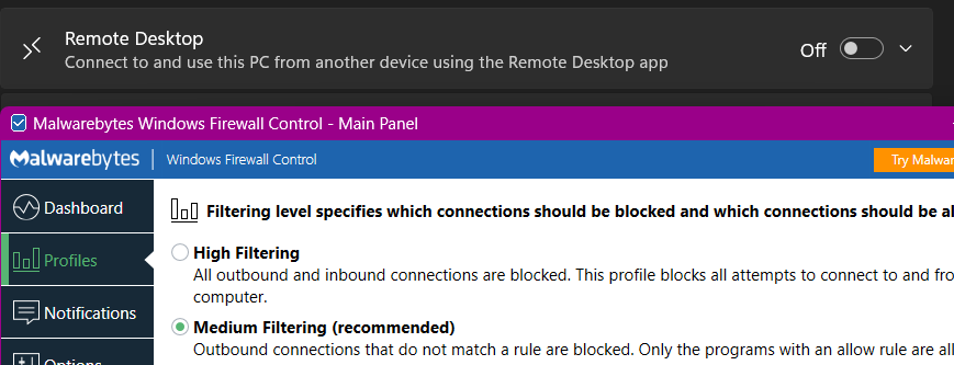 buybackoff's tweet photo. FFS @Windows @Microsoft why RDP settings were disabled after a routine update, all my firewall rules evaporated, and I cannot re-enable RDP host with outbound connections blocked? This day has come, the pile of garbage has grown too big and stinks too much to continue to tolerate https://t.co/j5c9Zf9yGr