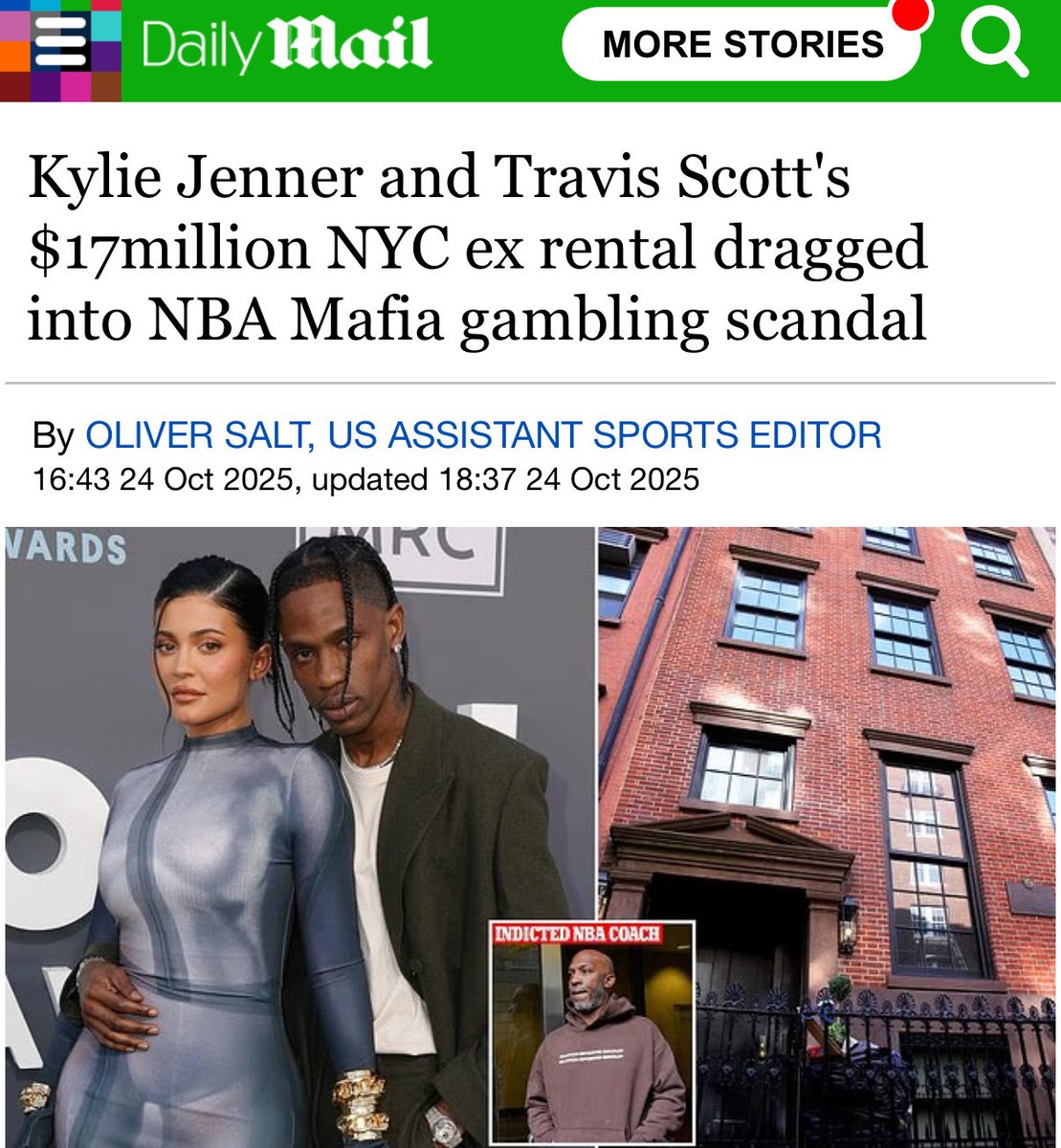 LizCrokin's tweet image. Kylie Jenner Tied To The NBA Mafia Gambling Scandal! 
Kylie Jenner and Travis Scott lived in the multi-million dollar New York City townhouse that was being leveraged to run the alleged Mafia-led NBA illegal gambling operation. 
The posh Greenwich Village property is one of two…