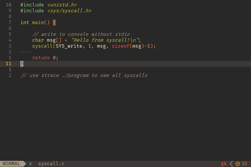 _trish_xD's tweet image. Syscalls in Linux
syscalls = how programs talk to the os directly
