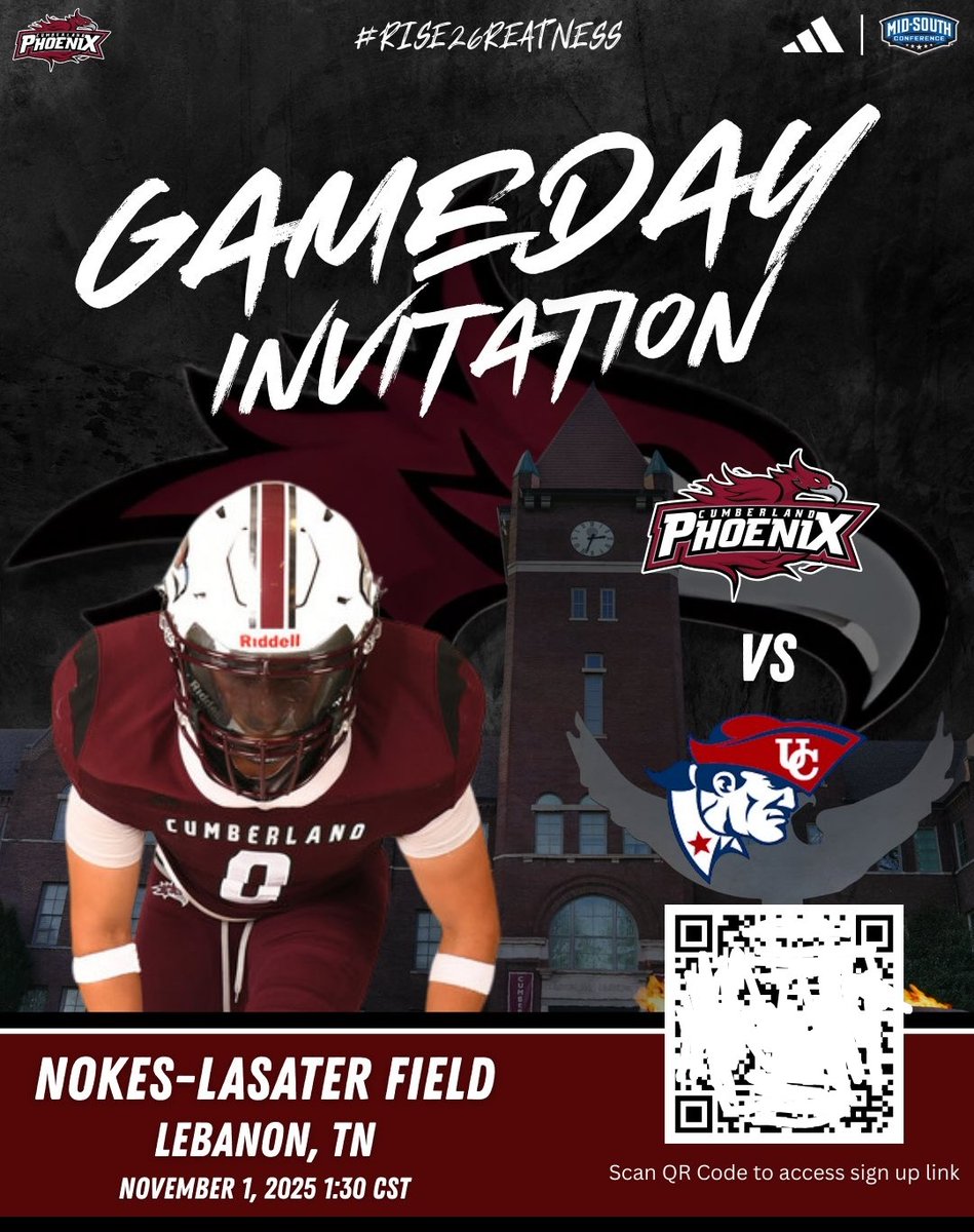 Thank you, Coach Mathis (<a href="/TimMathisCU/">Tim Mathis</a>), and <a href="/CumberlandFB/">Cumberland University Football</a> for the GameDay invite on November 1st! I'm excited to make the trip up!