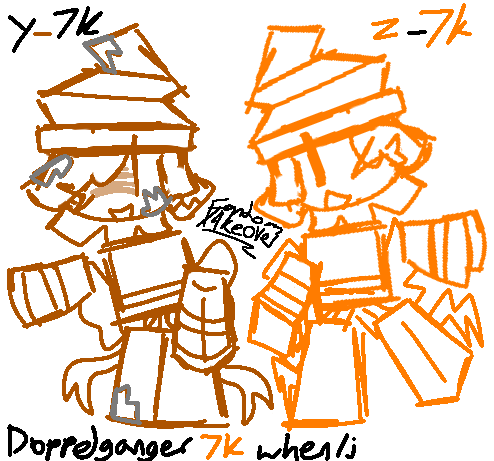 Fandom_T4keover's tweet image. doppelganger hcs yay
i hc theres a z_7k doppelganger and that the doppelgangers&apos; &quot;&quot;names&quot;&quot; would be close to the original&apos;s name, but just slightly different,, and the appearence would be somewhat inverted,,
i might do geo and james i might not

#ddt33 #deivydoestutorials33