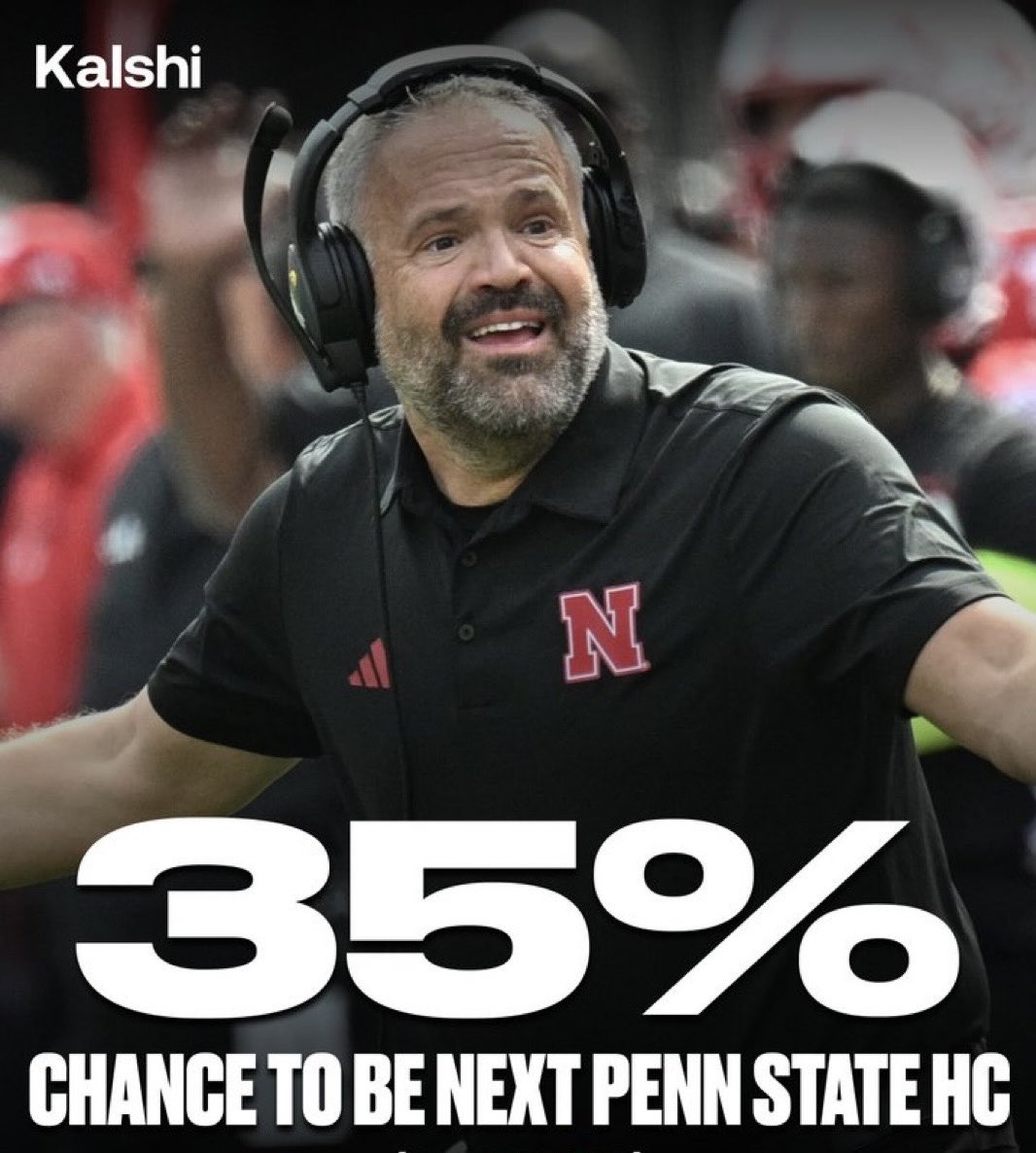 Nebraska’s Matt Rhule is the favorite to be Penn State’s next coach per <a href="/Kalshi/">Kalshi</a>. Rhule is favorite, at 35%, followed by Ole Miss’ Lane Kiffin (14%), Bills OC Joe Brady (14%), Alabama’s Kalen DeBoer (11%) &amp; Texas A&amp;M’s Mike Elko (8%). 

We would be replacing the historically-worst