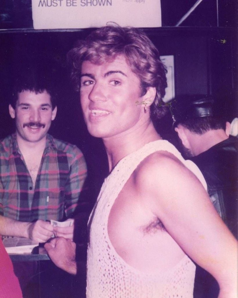 george michael photographed at bolts club, 1984.