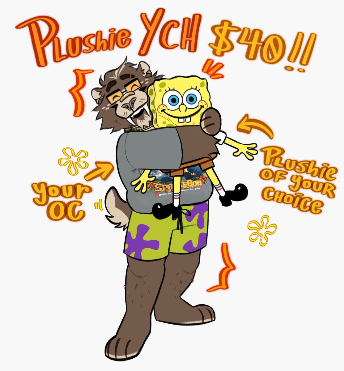 PLUSHIE YCH 🧸🌈
I’m opening 15 SLOTS for this ych!! 

✨ $40 each!
✨ any species (except reptiles)
✨ any plushie of your choice 
✨ +$15 depending on oc/plushie complexity

DM me to claim!! ✨