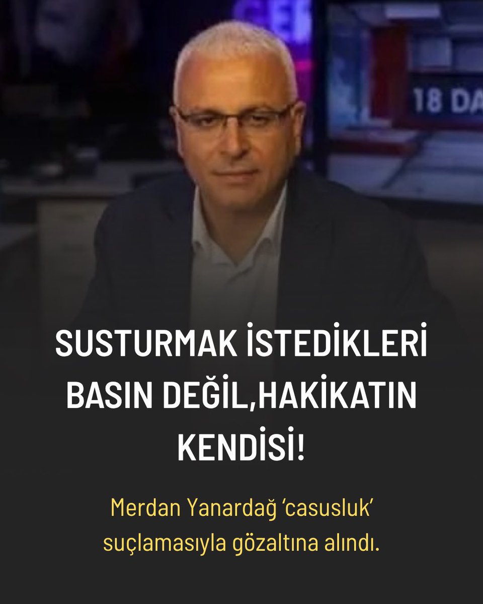 📌Eleştiren, sorgulayan, gerçeği yazan söyleyen herkes iktidarın hedefinde!
📌Yaratmak istedikleri korku rejiminin bir yansımasıdır.
📌Demokrasi ve ifade özgürlüğüne yönelik saldırılarla gerçekler susturulamaz.
📌Merdan Yanardağ gazetecidir!
 #GazetecilikSuçDeğildir