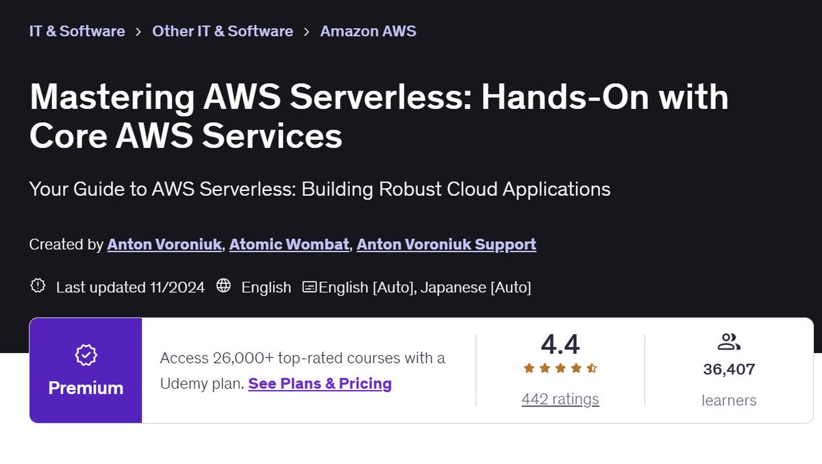 techyoutbe's tweet image. Grab this 3 Hours (AWS Serverless) Course for FREE 👇👇
(only limited slots, link in the comment, confirm once enrolled)