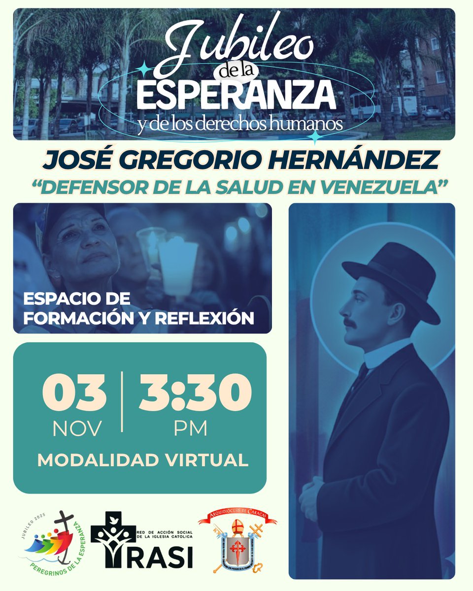 rasi_medios's tweet photo. 💻Evento Virtual del 03 de noviembre – San José Gregorio Hernández
🗓️ 03 de noviembre | 3:30 p.m. - 5:00 p.m.p

Acompáñanos en un espacio de formación sobre
San José Gregorio Hernández, defensor de la salud en Venezuela

Únete a la transmisión 👉https://t.co/lak3NhxAKM https://t.co/YwZsUvyarW