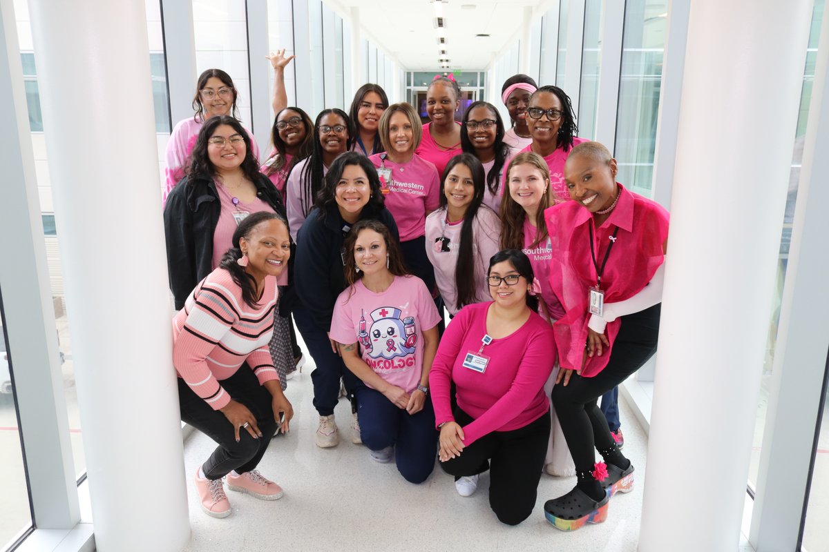 UTSW_RadOnc's tweet image. Today staff and faculty in our department wore pink for #WearPinkDay to raise awareness and show solidarity in the fight against breast cancer! Together, we honor the strength of survivors and support ongoing research and prevention. #BreastCancerAwareness