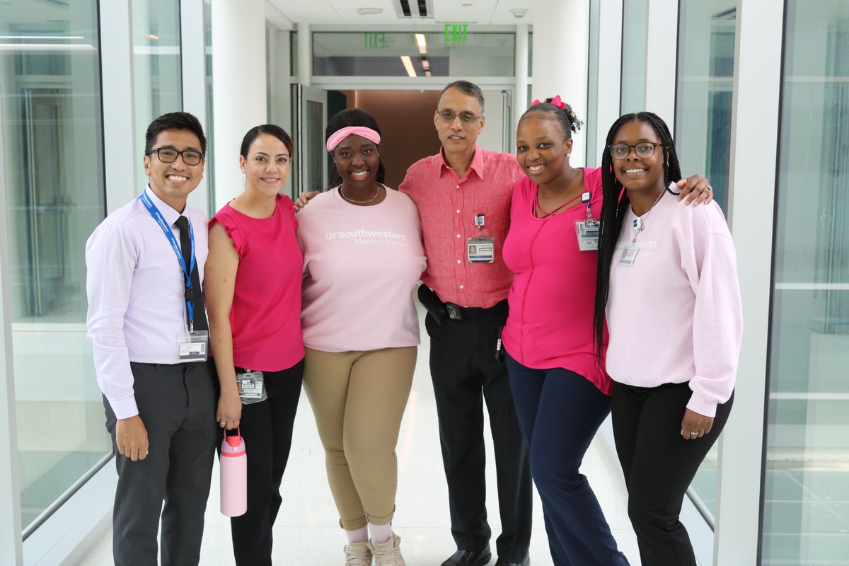 UTSW_RadOnc's tweet image. Today staff and faculty in our department wore pink for #WearPinkDay to raise awareness and show solidarity in the fight against breast cancer! Together, we honor the strength of survivors and support ongoing research and prevention. #BreastCancerAwareness